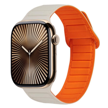 For Apple Watch Series 10 42mm Loop Magnetic Silicone Watch Band(Starlight Orange) by bashfashion