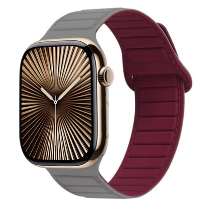 For Apple Watch Series 10 46mm Loop Magnetic Silicone Watch Band(Grey Wine Red) by bashfashion