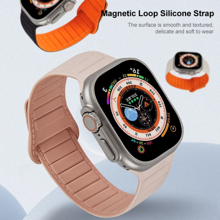 For Apple Watch 4 44mm Loop Magnetic Silicone Watch Band(Coffee Black) by bashfashion