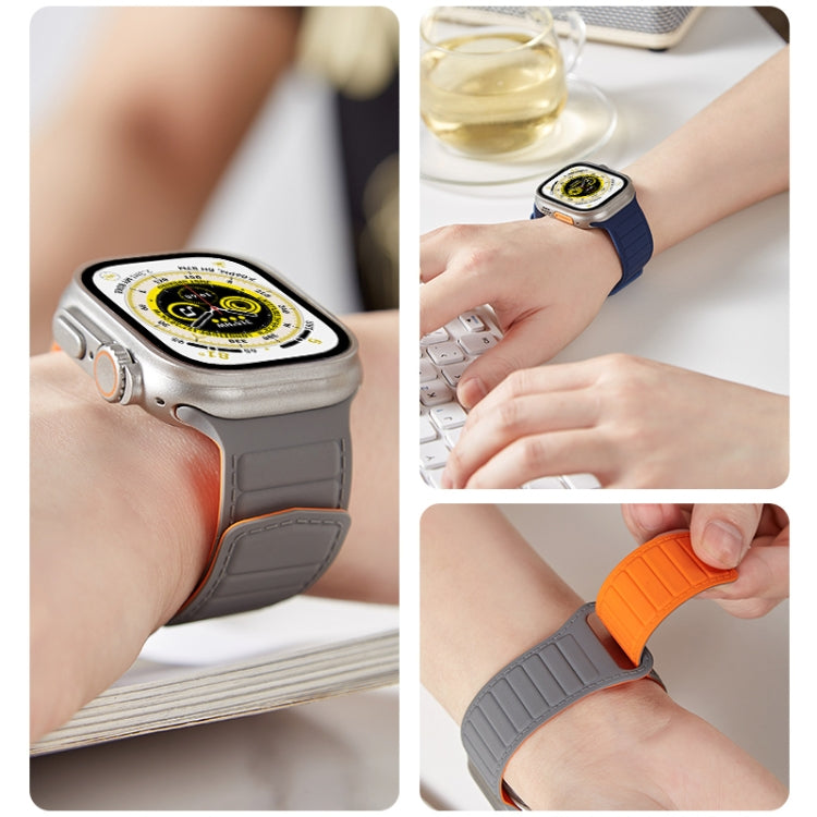 For Apple Watch 7 41mm Loop Magnetic Silicone Watch Band(Black White) by bashfashion