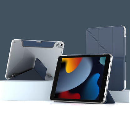 For iPad 10.2 2021 / 2020 / 2019 Mutural Deformation Stand Smart Leather Tablet Case(Dark Blue) by Mutural