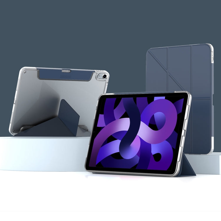 For iPad Air 2022 / 2020 10.9 Mutural Deformation Stand Smart Leather Tablet Case(Dark Blue) by Mutural