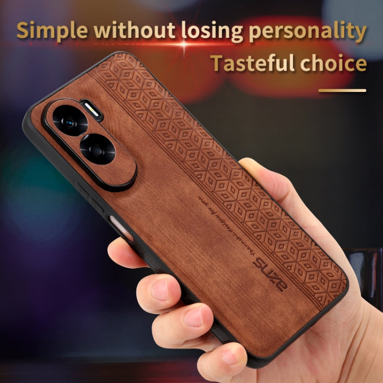 For Honor X50i AZNS 3D Embossed Skin Feel Phone Case(Brown) by AZNS