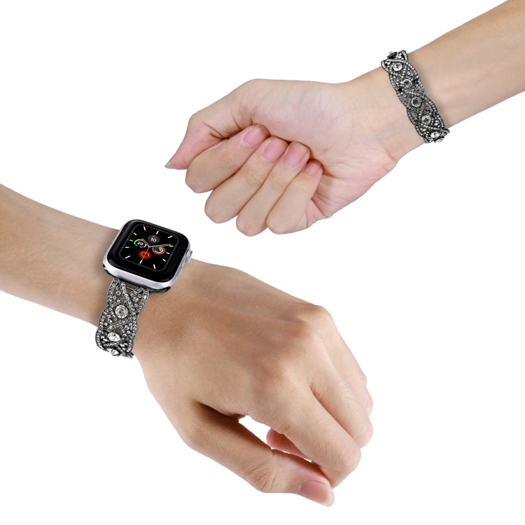 Diamonds Twist Metal Watch Band For Apple Watch Ultra 49mm(Black) by bashfashion
