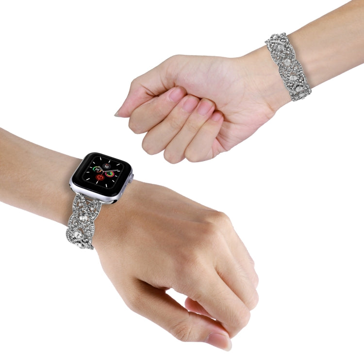 Diamonds Twist Metal Watch Band For Apple Watch Ultra 49mm(Silver) by bashfashion