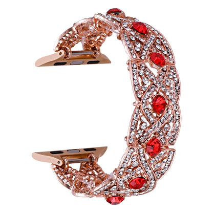 Diamonds Twist Metal Watch Band For Apple Watch SE 2023 44mm(Rose Gold Red) by bashfashion