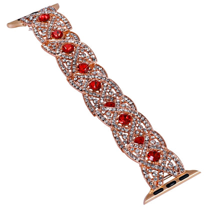 Diamonds Twist Metal Watch Band For Apple Watch SE 2023 44mm(Rose Gold Red) by bashfashion