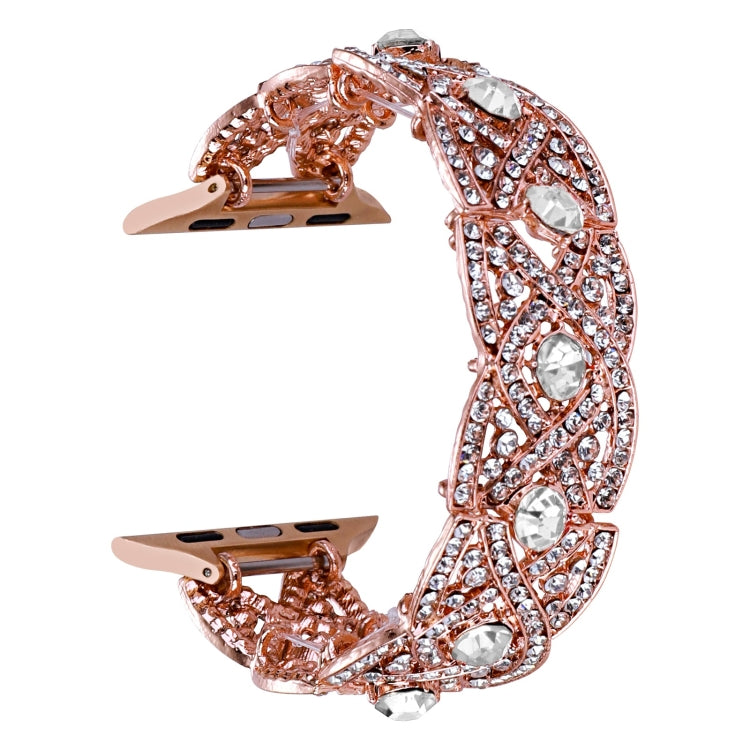 Diamonds Twist Metal Watch Band For Apple Watch SE 2023 44mm(Rose Gold White) by bashfashion