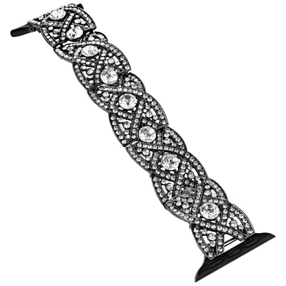 Diamonds Twist Metal Watch Band For Apple Watch 9 45mm(Black) by bashfashion