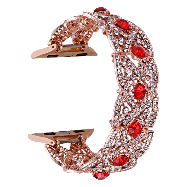 Diamonds Twist Metal Watch Band For Apple Watch 9 45mm(Rose Gold Red) by bashfashion