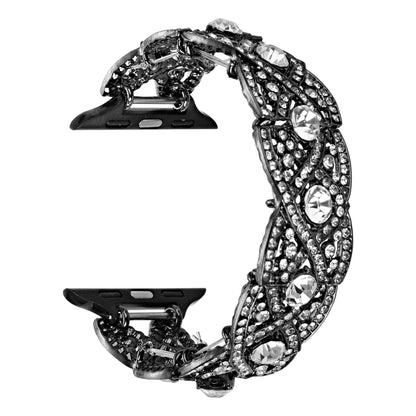 Diamonds Twist Metal Watch Band For Apple Watch Series 10 42mm(Black) by bashfashion