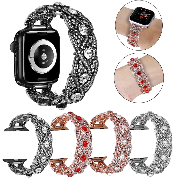 Diamonds Twist Metal Watch Band For Apple Watch Ultra 2 49mm(Rose Gold White) by bashfashion
