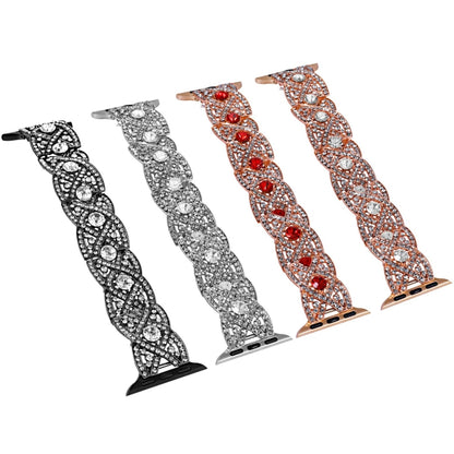 Diamonds Twist Metal Watch Band For Apple Watch Ultra 49mm(Rose Gold Red) by bashfashion