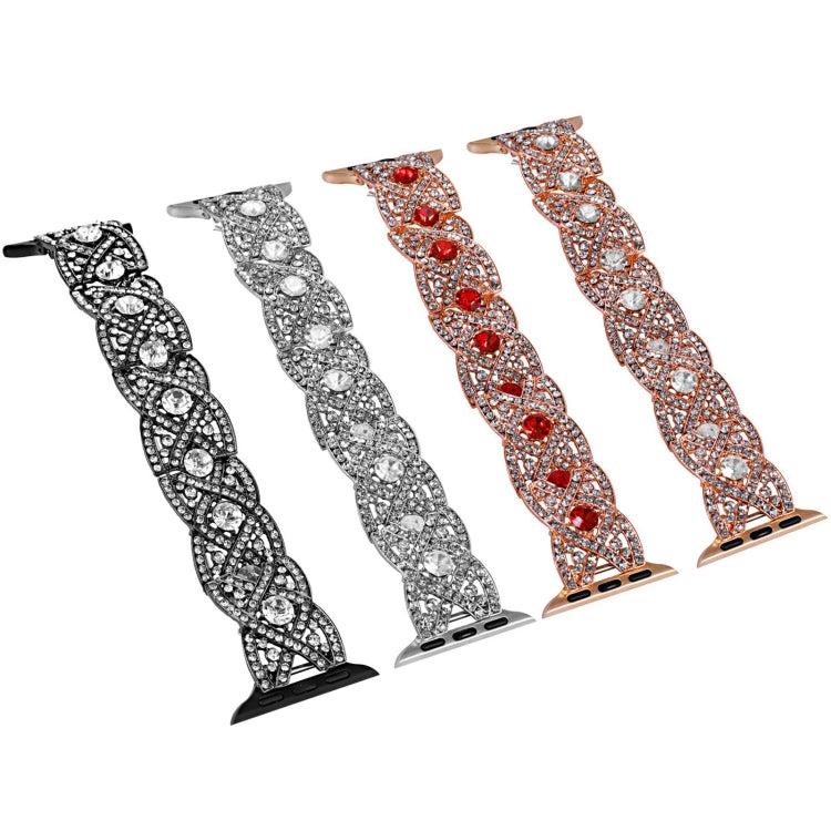 Diamonds Twist Metal Watch Band For Apple Watch Ultra 2 49mm(Rose Gold White) by bashfashion