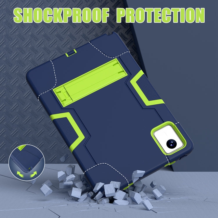 For Lenovo Tab M11/ Xiaoxin Pad 11 2024 Contrast Color Silicone Hybrid PC Tablet Case with Holder(Navy Blue Olivine) by bashfashion