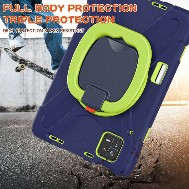 For Xiaomi Pad 6 / 6 Pro Silicone Hybrid PC Tablet Case with Holder & Shoulder Strap(Navy Blue Olivine) by bashfashion