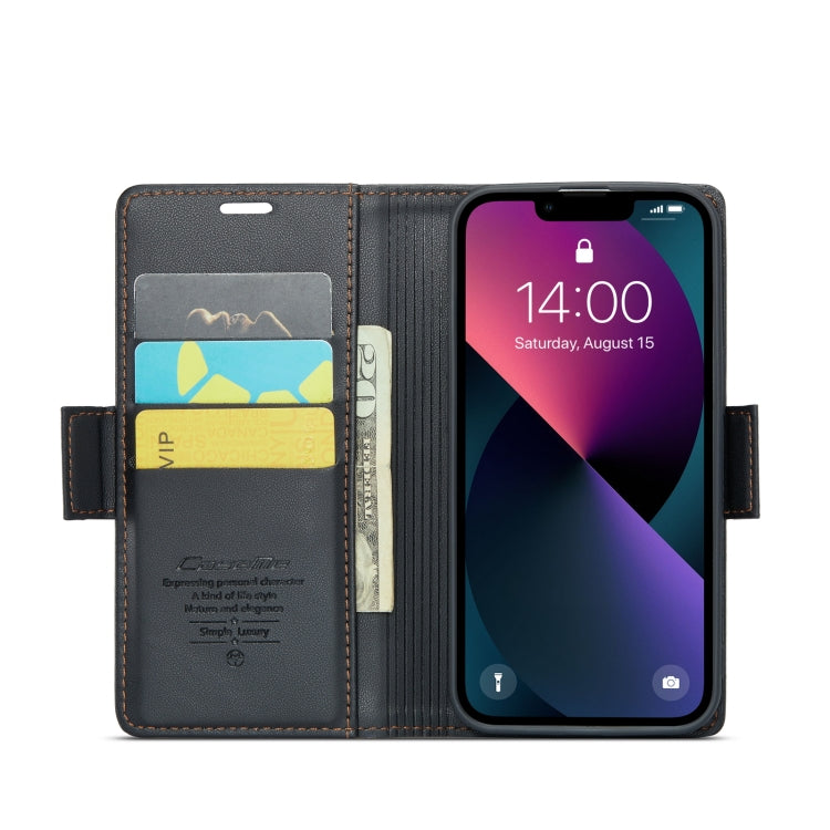 For iPhone 14 CaseMe 023 Butterfly Buckle Litchi Texture RFID Anti-theft Leather Phone Case(Black) by CaseMe