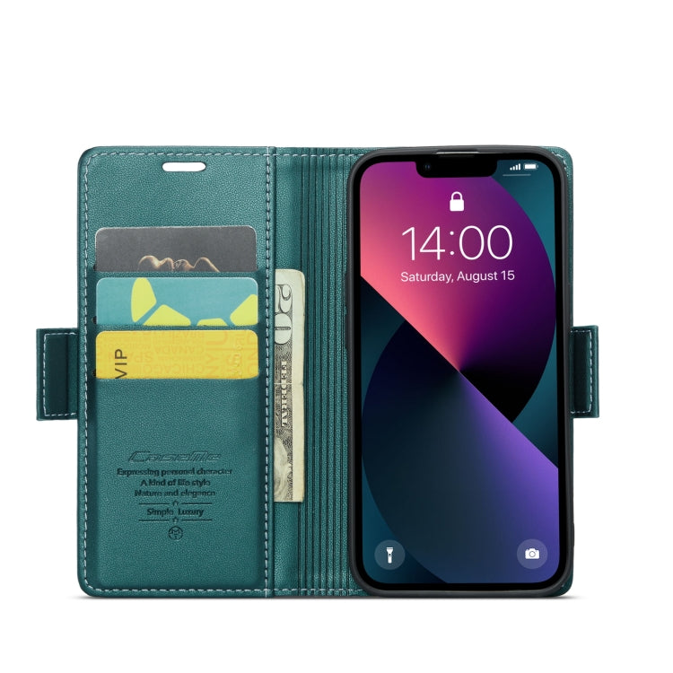 For iPhone 14 Plus CaseMe 023 Butterfly Buckle Litchi Texture RFID Anti-theft Leather Phone Case(Pearly Blue) by CaseMe