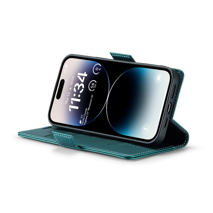 For iPhone 14 Pro Max CaseMe 023 Butterfly Buckle Litchi Texture RFID Anti-theft Leather Phone Case(Pearly Blue) by CaseMe