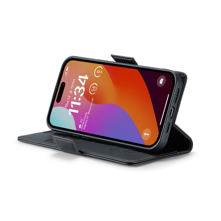 For iPhone 15 Pro Max CaseMe 023 Butterfly Buckle Litchi Texture RFID Anti-theft Leather Phone Case(Black) by CaseMe