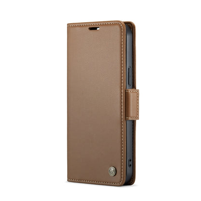 For iPhone 15 Pro Max CaseMe 023 Butterfly Buckle Litchi Texture RFID Anti-theft Leather Phone Case(Brown) by CaseMe