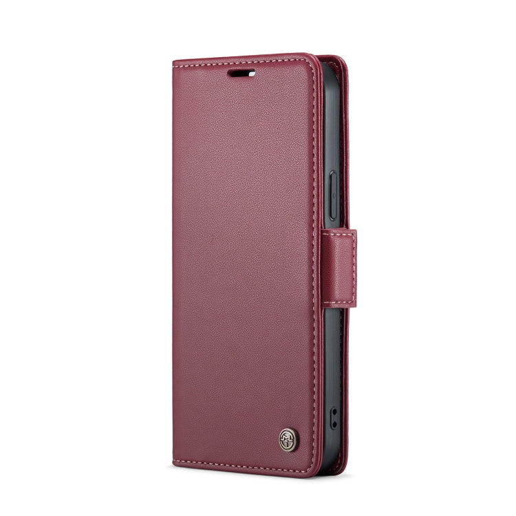 For iPhone 15 Pro CaseMe 023 Butterfly Buckle Litchi Texture RFID Anti-theft Leather Phone Case(Wine Red) by CaseMe