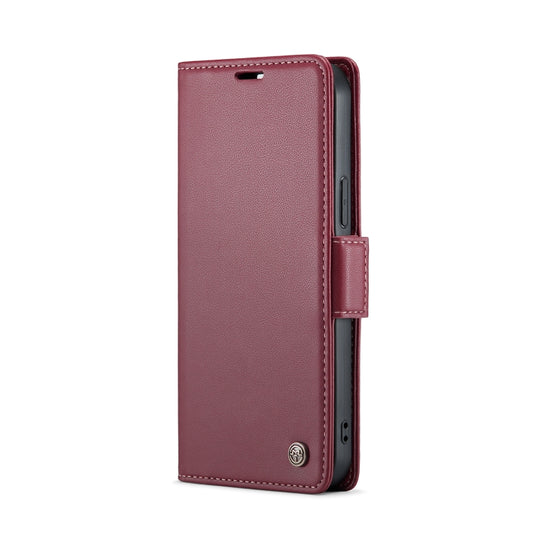 For iPhone 15 Pro CaseMe 023 Butterfly Buckle Litchi Texture RFID Anti-theft Leather Phone Case(Wine Red) by CaseMe
