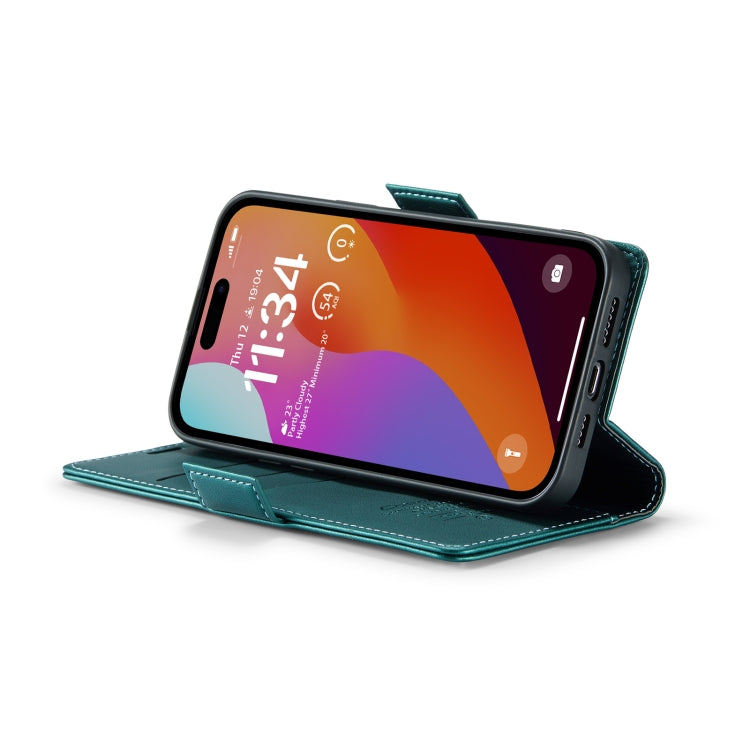 For iPhone 15 Pro CaseMe 023 Butterfly Buckle Litchi Texture RFID Anti-theft Leather Phone Case(Pearly Blue) by CaseMe