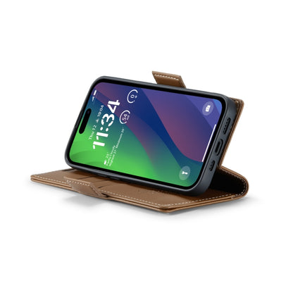 For iPhone 15 CaseMe 023 Butterfly Buckle Litchi Texture RFID Anti-theft Leather Phone Case(Brown) by CaseMe