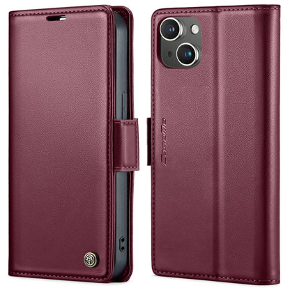 For iPhone 15 CaseMe 023 Butterfly Buckle Litchi Texture RFID Anti-theft Leather Phone Case(Wine Red) by CaseMe