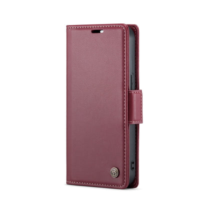 For iPhone 15 CaseMe 023 Butterfly Buckle Litchi Texture RFID Anti-theft Leather Phone Case(Wine Red) by CaseMe