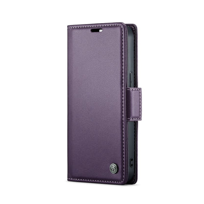 For iPhone 15 CaseMe 023 Butterfly Buckle Litchi Texture RFID Anti-theft Leather Phone Case(Pearly Purple) by CaseMe