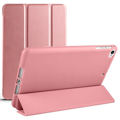 For iPad 9.7 2018 / 2017 / Air 2 / Air 3-folding TPU Horizontal Flip Leather Tablet Case with Holder(Rose Gold) by bashfashion