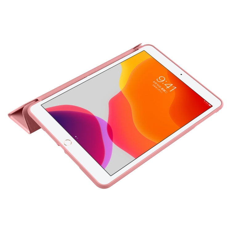 For iPad 9.7 2018 / 2017 / Air 2 / Air 3-folding TPU Horizontal Flip Leather Tablet Case with Holder(Rose Gold) by bashfashion