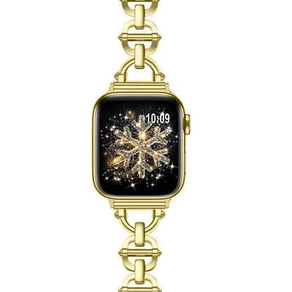 Ladder Buckle Metal Watch Band For Apple Watch Ultra 49mm(Gold) by bashfashion