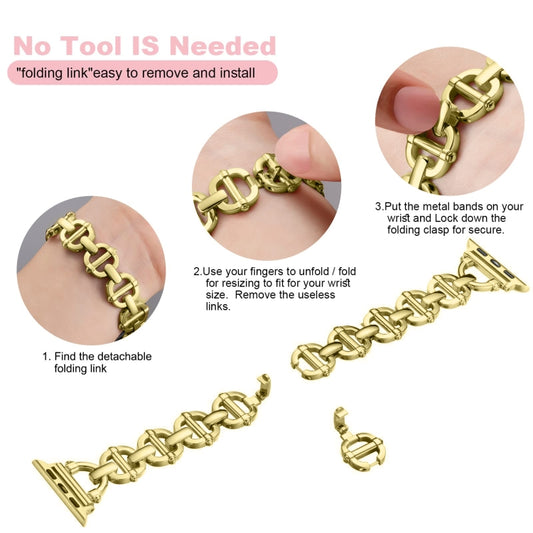 Ladder Buckle Metal Watch Band For Apple Watch 8 41mm(Gold) by bashfashion