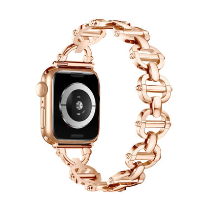 Ladder Buckle Metal Watch Band For Apple Watch 8 41mm(Rose Gold) by bashfashion