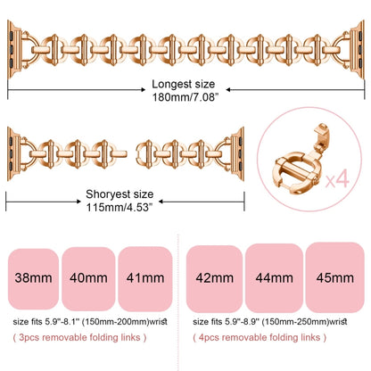Ladder Buckle Metal Watch Band For Apple Watch 7 45mm(Rose Gold) by bashfashion