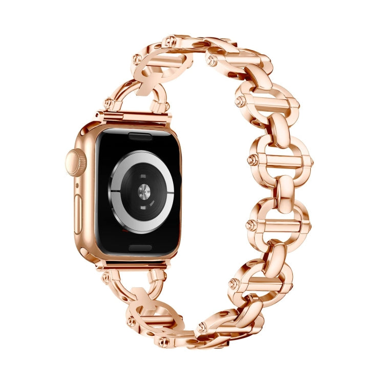 Ladder Buckle Metal Watch Band For Apple Watch SE 2022 40mm(Rose Gold) by bashfashion