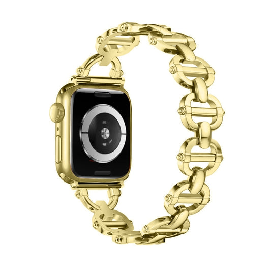 Ladder Buckle Metal Watch Band For Apple Watch SE 2022 44mm(Gold) by bashfashion