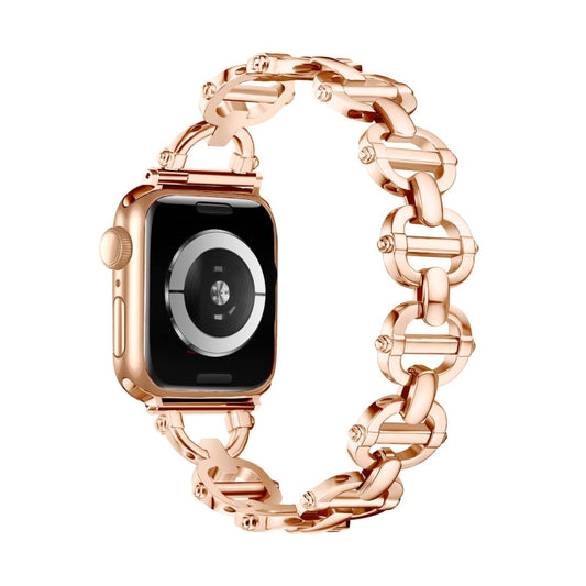 Ladder Buckle Metal Watch Band For Apple Watch SE 2022 44mm(Rose Gold) by bashfashion