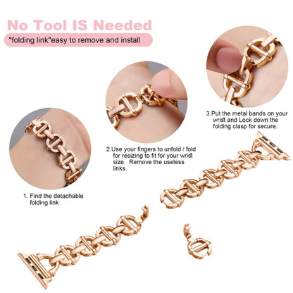 Ladder Buckle Metal Watch Band For Apple Watch SE 2022 44mm(Rose Gold) by bashfashion