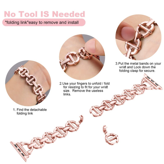 Ladder Buckle Metal Watch Band For Apple Watch SE 44mm(Pink) by bashfashion