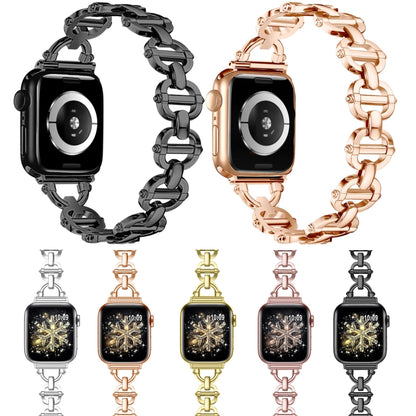 Ladder Buckle Metal Watch Band For Apple Watch Ultra 49mm(Gold) by bashfashion
