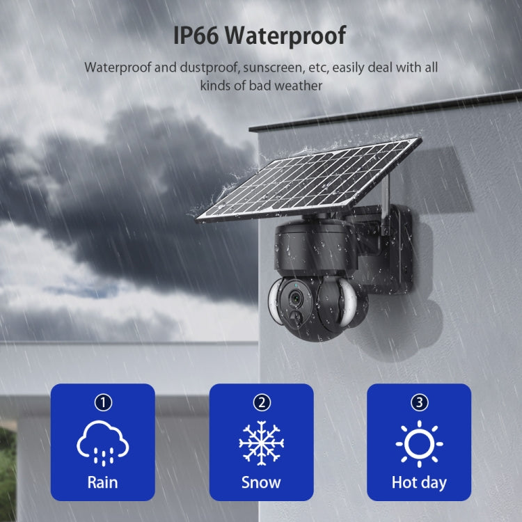 SHIWOJIA IP66 Waterproof 4G 3MP Solar Dome IP Camera, Two-way Audio & PIR Motion Detection & Night Vision, Version:EU(Black) by bashfashion