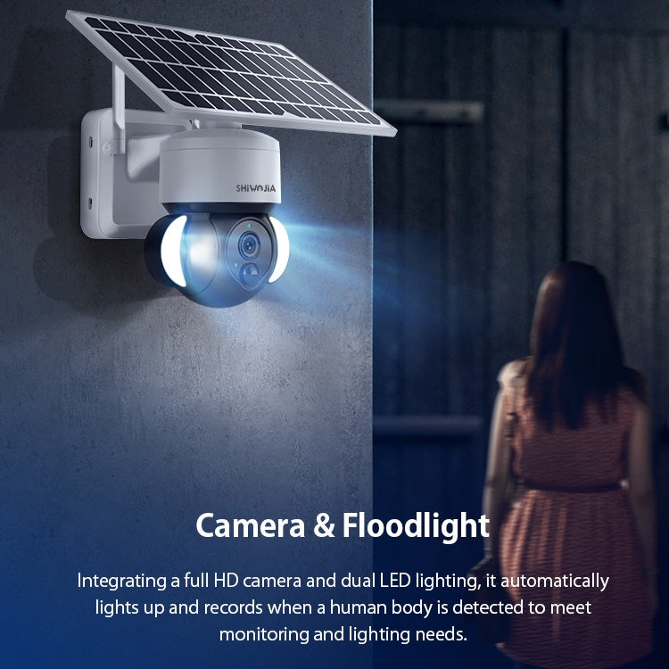 SHIWOJIA IP66 Waterproof 4G 3MP Solar Dome IP Camera, Two-way Audio & PIR Motion Detection & Night Vision, Version:EU(White) by bashfashion