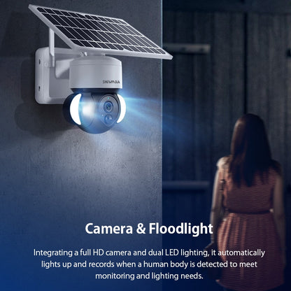 SHIWOJIA IP66 Waterproof 4G 3MP Solar Dome IP Camera, Two-way Audio & PIR Motion Detection & Night Vision, Version:EU(White) by bashfashion