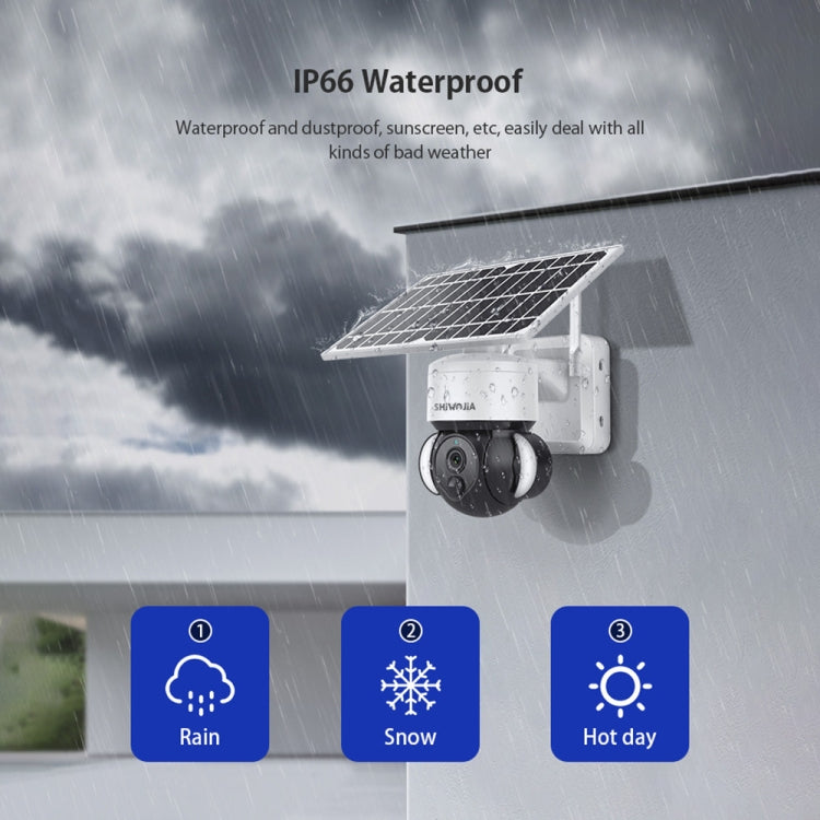 SHIWOJIA IP66 Waterproof 4G 3MP Solar Dome IP Camera, Two-way Audio & PIR Motion Detection & Night Vision, Version:EU(White) by bashfashion