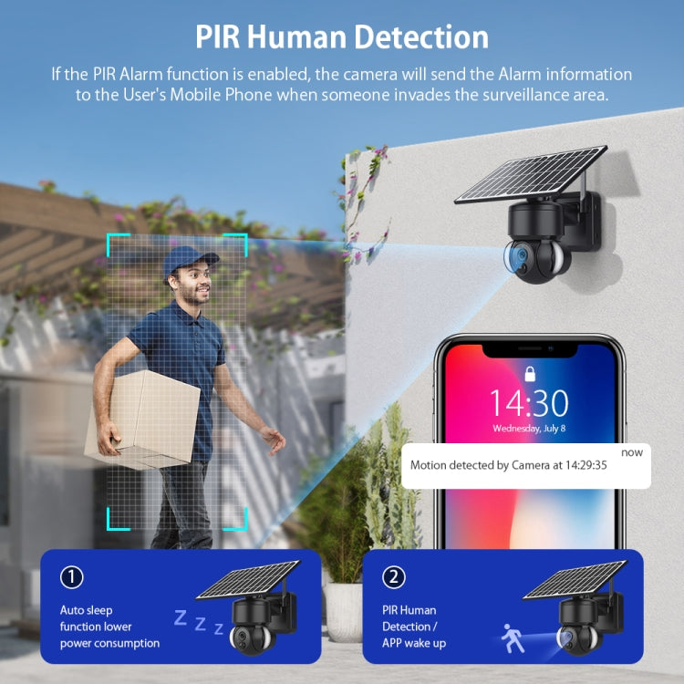 SHIWOJIA IP66 Waterproof 4G 3MP Solar Dome IP Camera, Two-way Audio & PIR Motion Detection & Night Vision, Version:AU(Black) by bashfashion