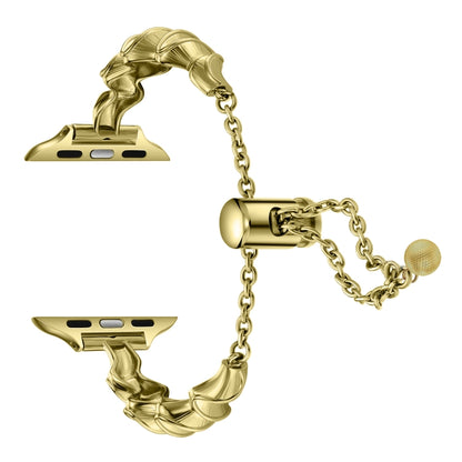 Ribbon Wave Metal Watch Band For Apple Watch 8 45mm(Gold) by bashfashion